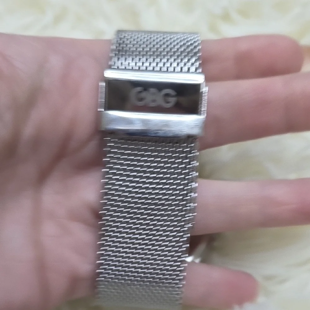 Guess Men's Silver Mesh Bracelet Watch with Blue Dial and Crystal Pavé